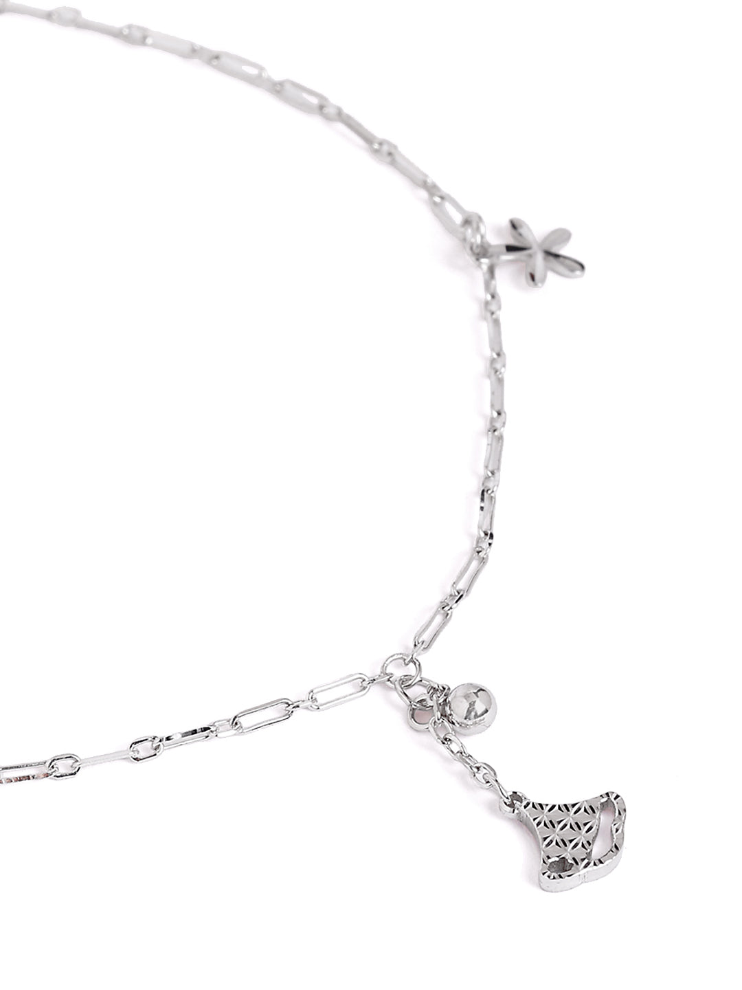925 sterling silver anklet for women with adjustable chain, and elegant design