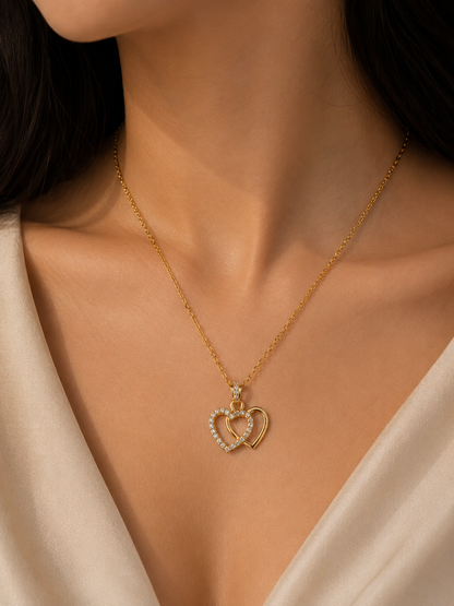 Double Heart Crystal Pendant