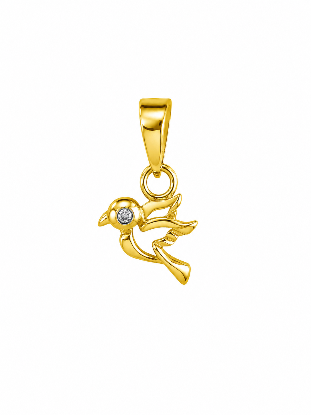 9K Gold Flying Bird Crystal Pendant