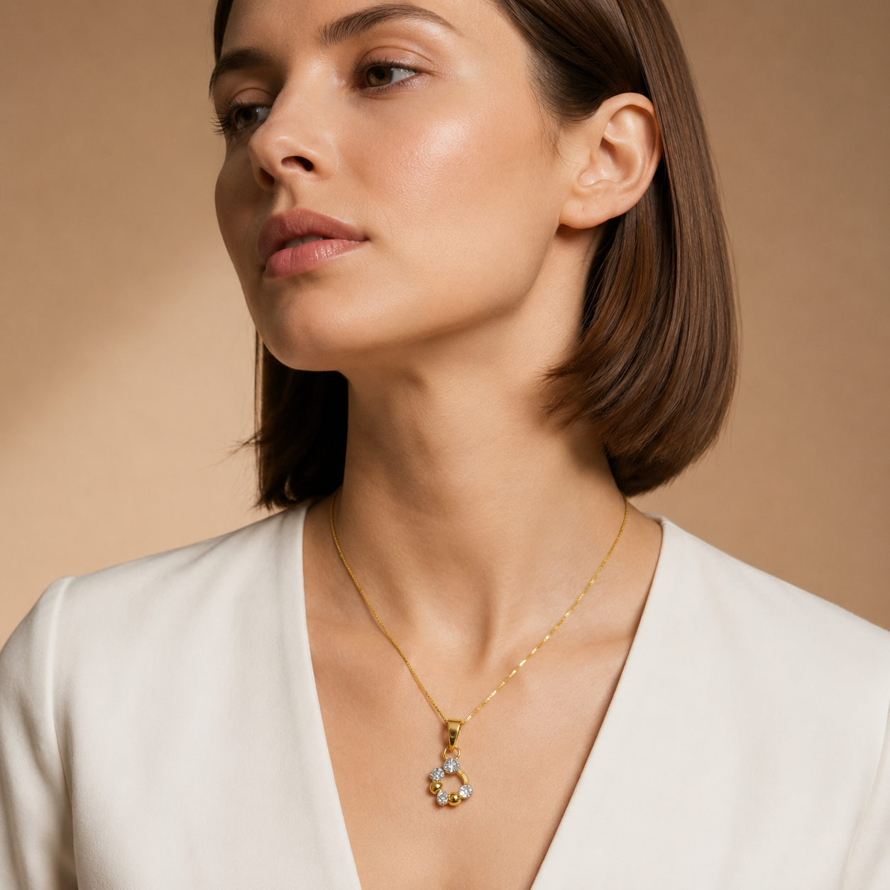 9K Gold Diamond Floral Circle Pendant