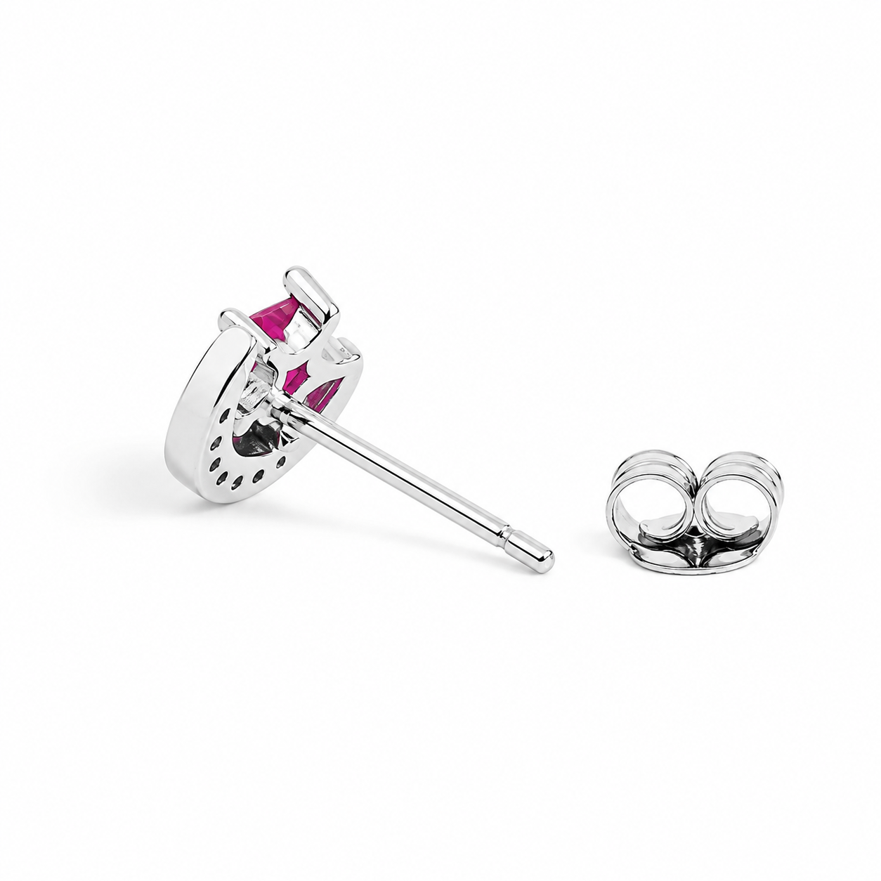 Silver Ruby Star Moon Spark Stud