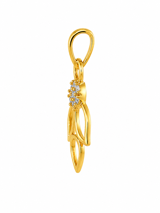 9K Gold Floral Bloom Crystal Pendant