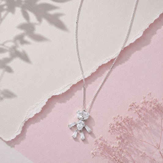 Silver Designer Teddy Bear Pendant Chain
