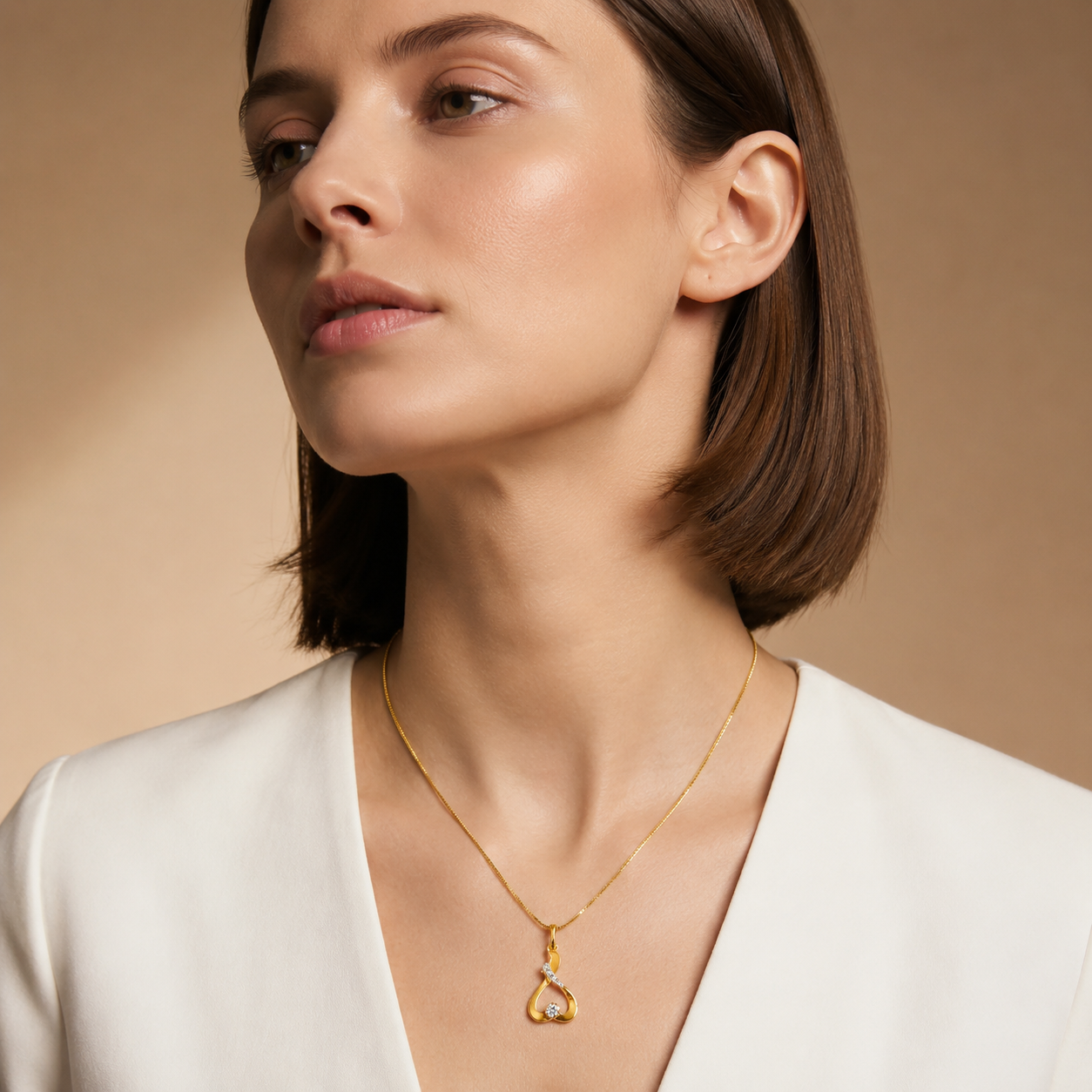 9K Gold Infinity Diamond Heart Pendant