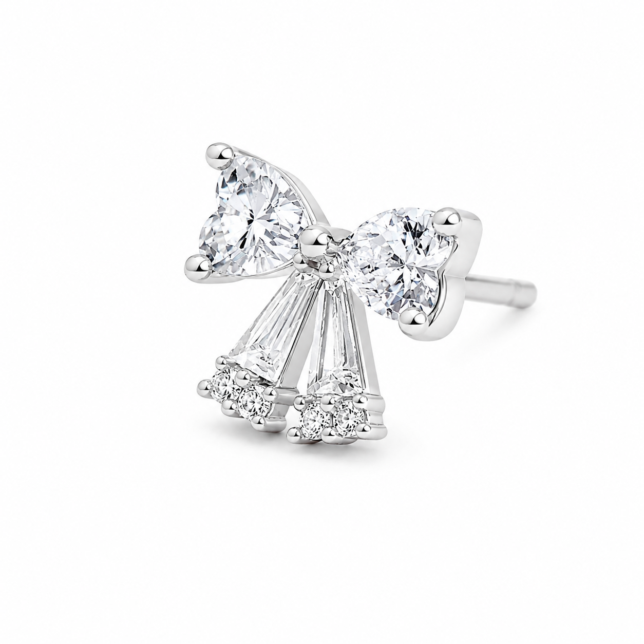 Silver Crystal Bow Babe Studs