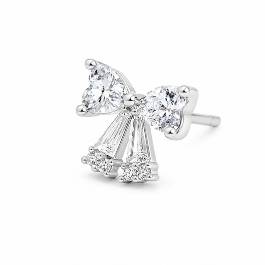 Silver Crystal Bow Babe Studs