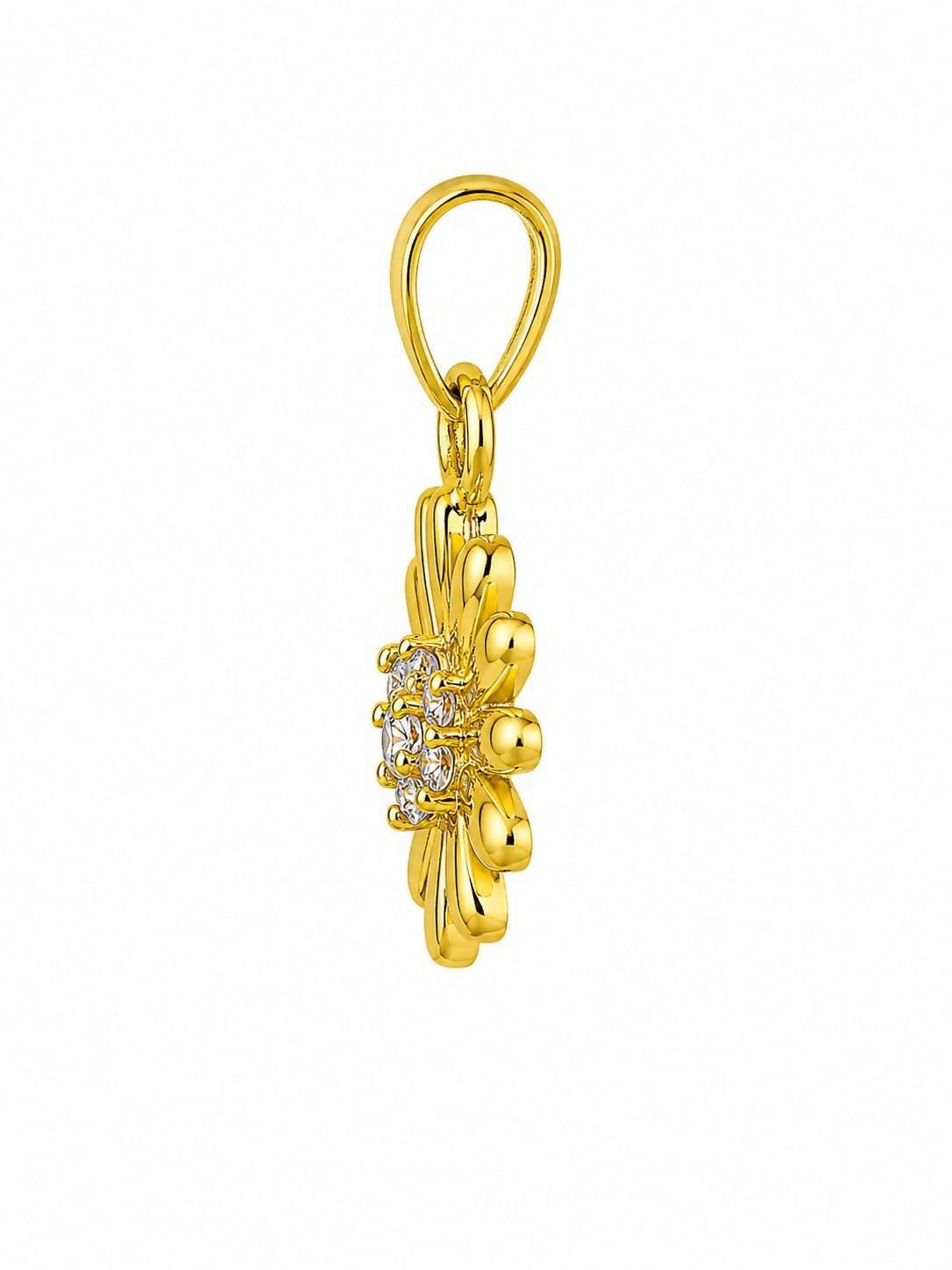 9K Gold Daisy Bloom Crystal Pendant