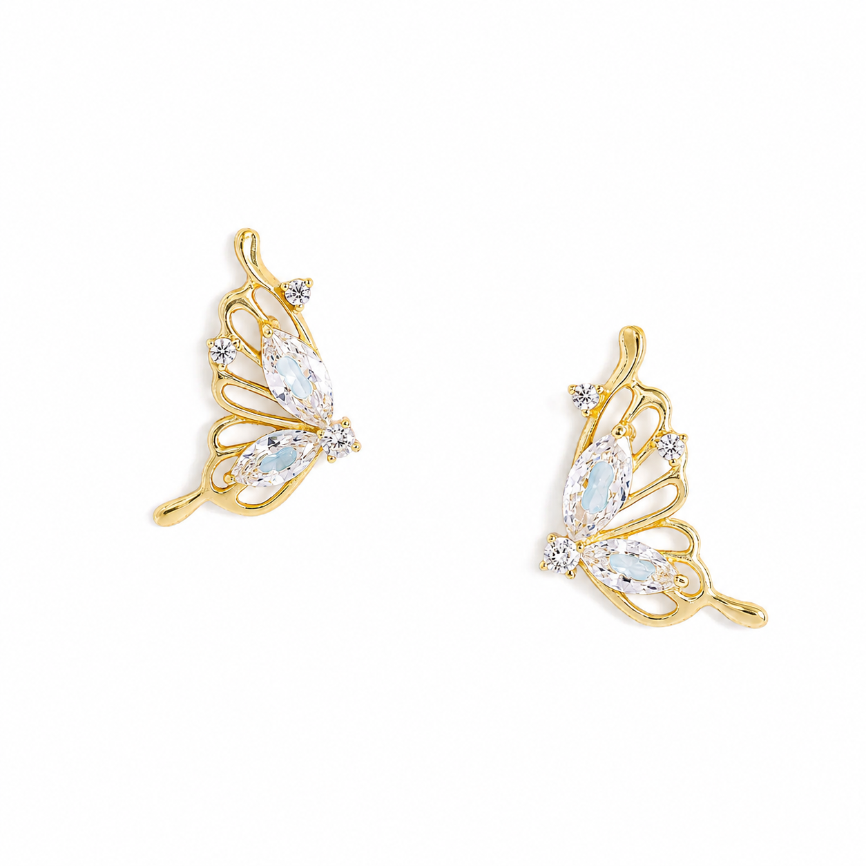 Silver Gold Half Butterfly Earrings