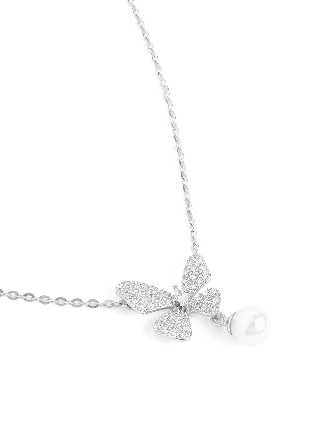 PearlFlutter Charm Butterfly Necklace