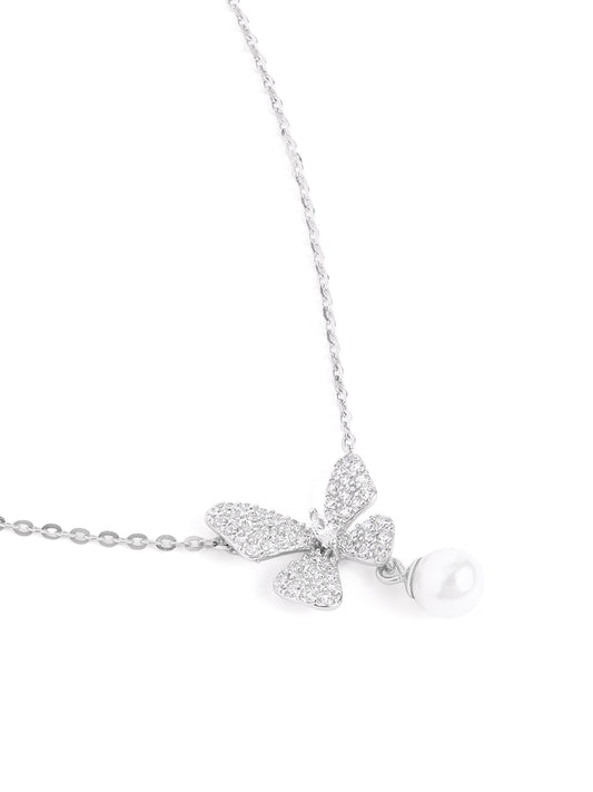 PearlFlutter Charm Butterfly Necklace