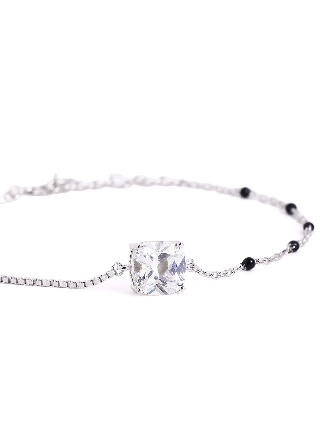 925 sterling silver mangalsutra bracelet with black beaded chain