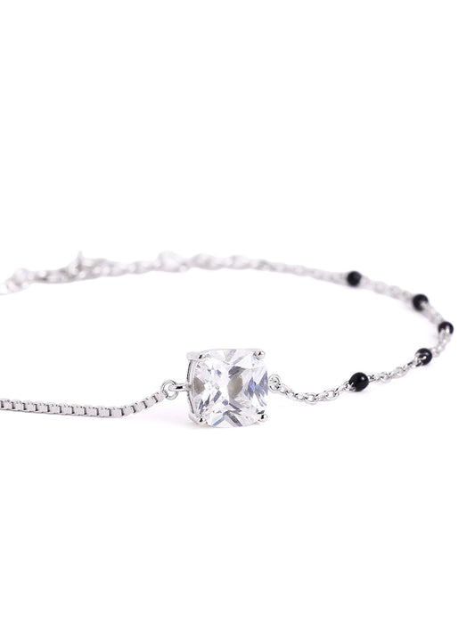 925 sterling silver mangalsutra bracelet with black beaded chain