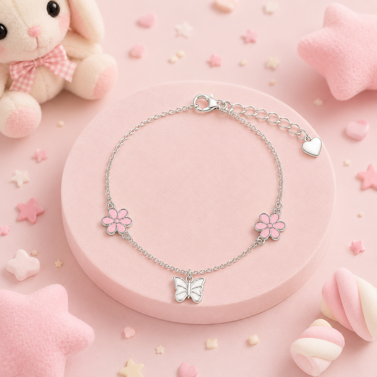 Silver Butterfly Bloom Kids Bracelet