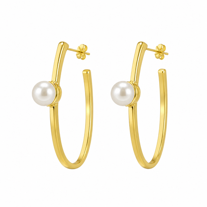 forME by MINOUS Pearl Accent Open Hoop Earrings