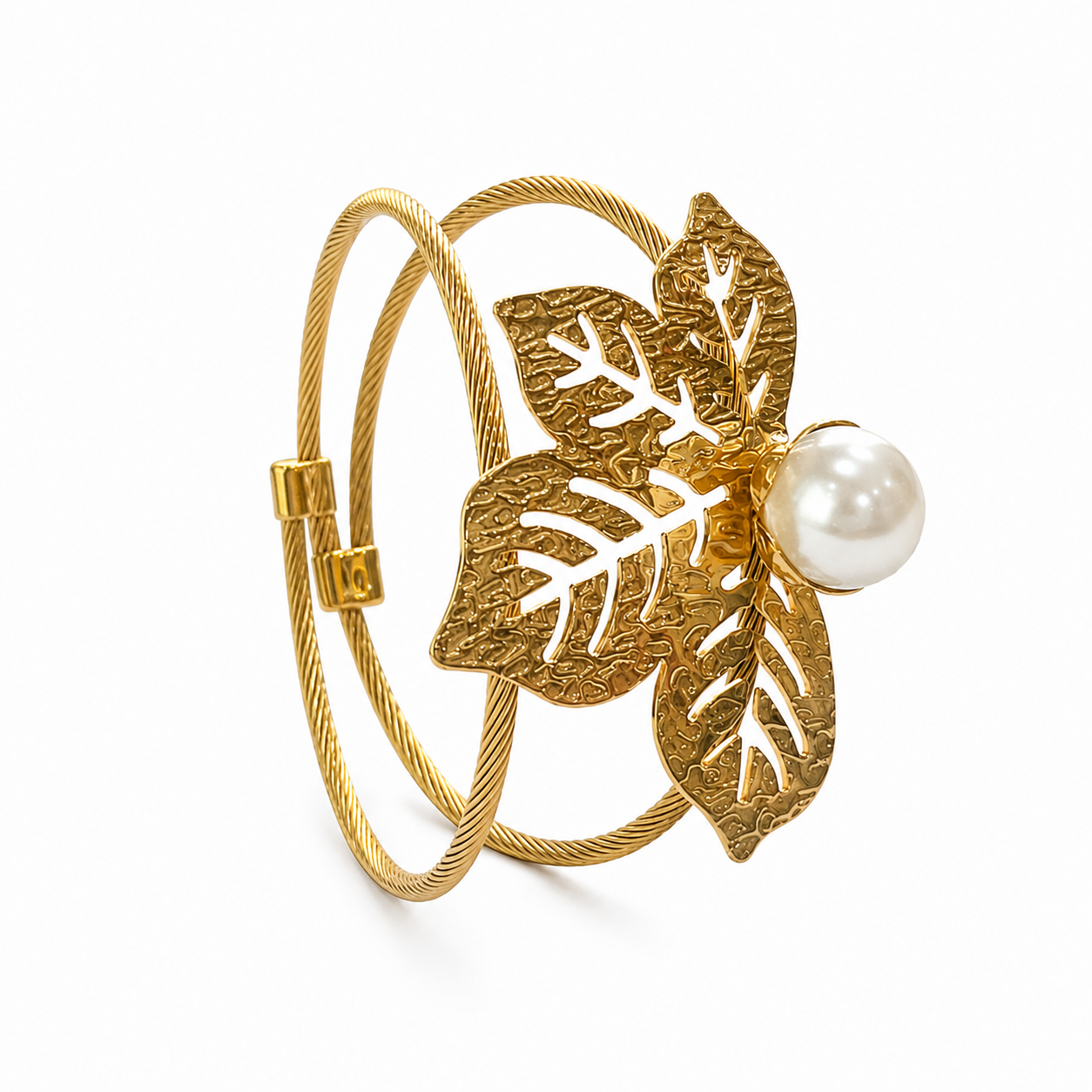 forME by MINOUS Elowen Pearl Leaf Cuff Bracelet