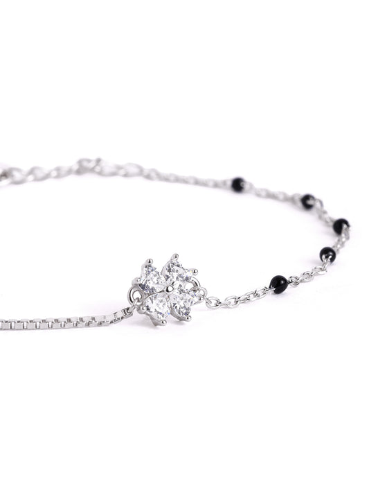 925 sterling silver mangalsutra bracelet with black beaded chain