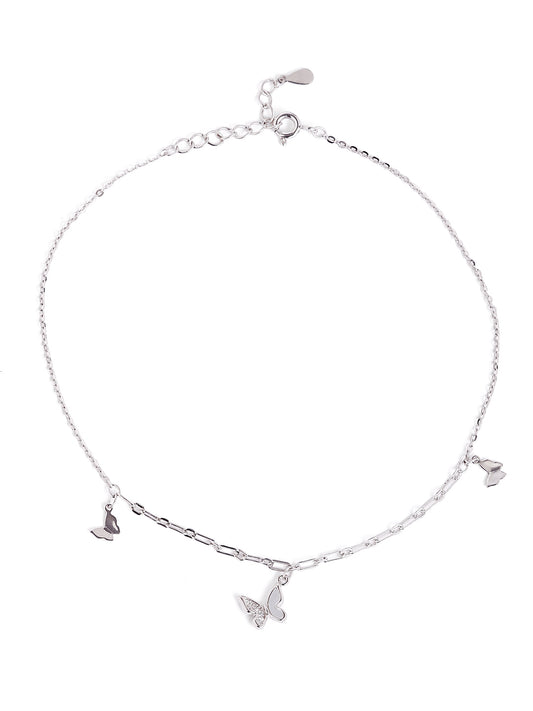 925 sterling silver anklet for women with adjustable chain, and elegant design