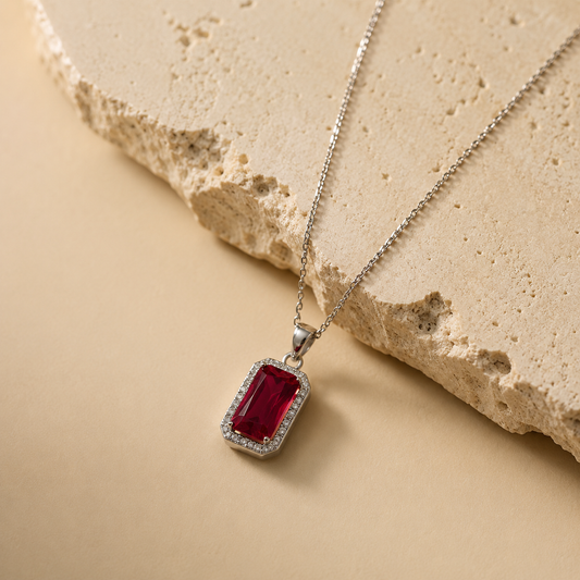 Silver Classic Ruby Necklace