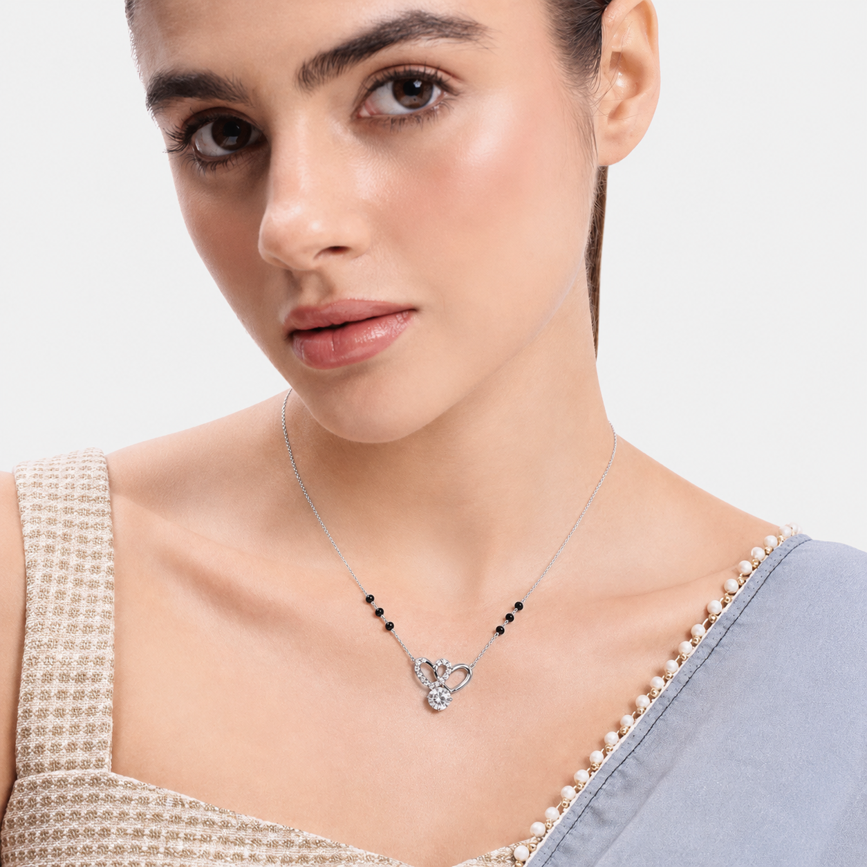 Silver Twin Heart Mangalsutra