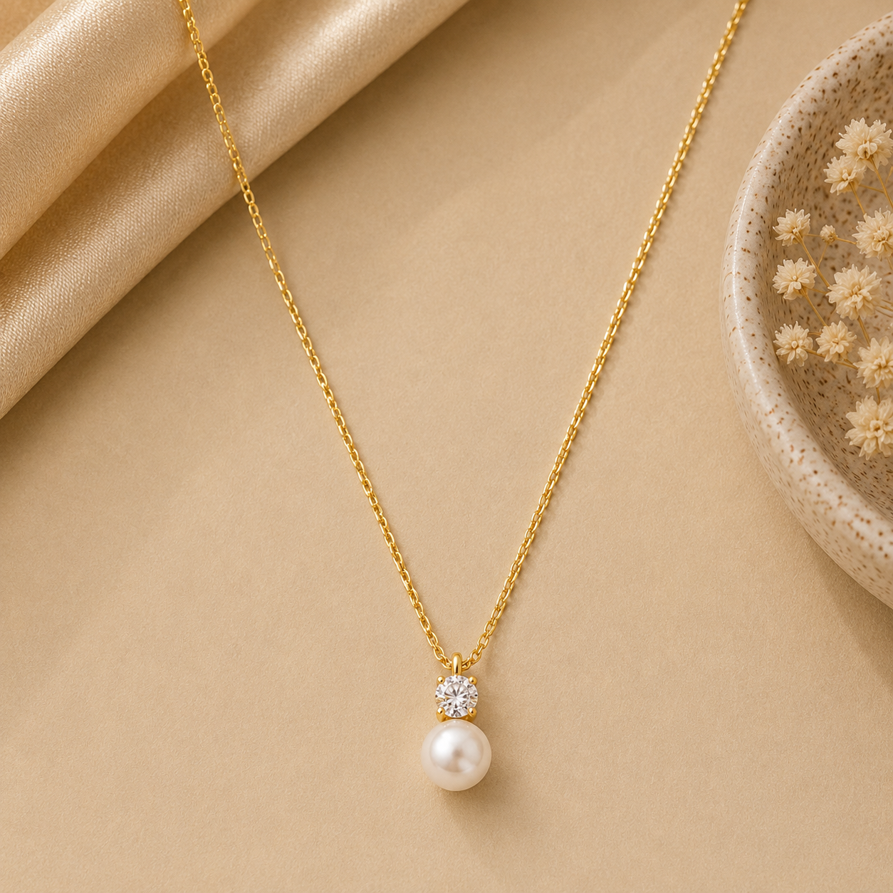 Demi Fine Pearl Drop Solitaire Necklace