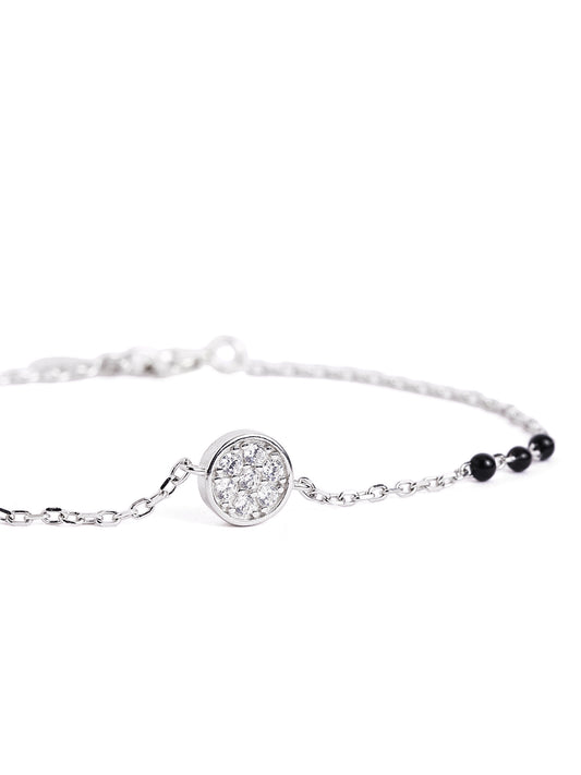925 sterling silver mangalsutra bracelet with black beaded chain