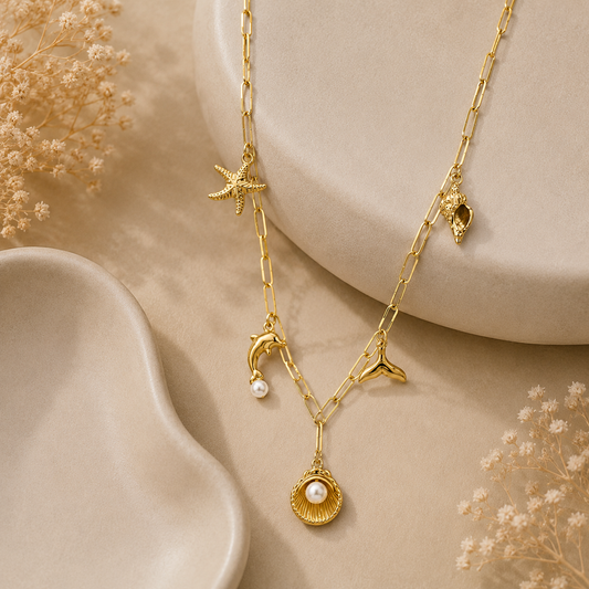 Demi Fine Ocean Charm Gold-Tone Necklace