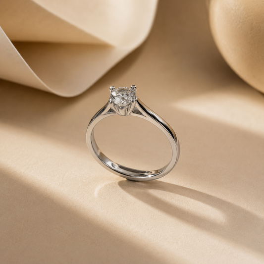 Silver Round Cut Adjustable Ring