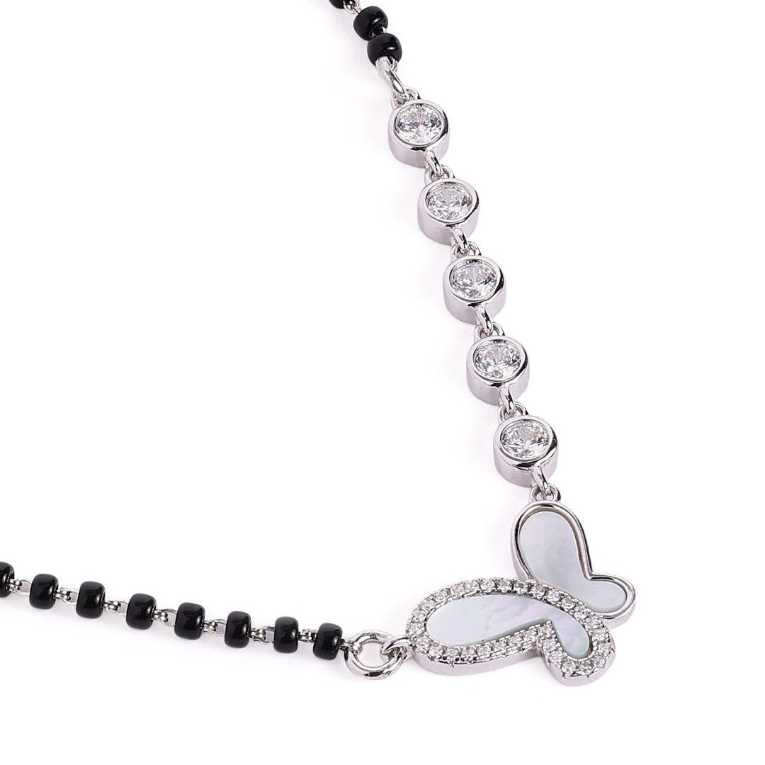 925 Silver Butterfly Pendant Mangalsutra