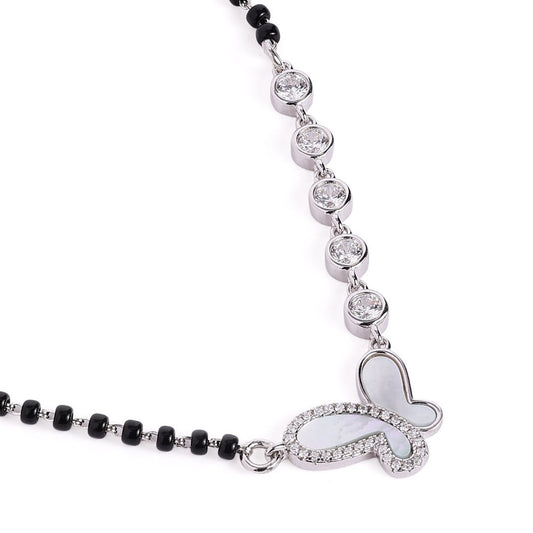 925 Silver Butterfly Pendant Mangalsutra