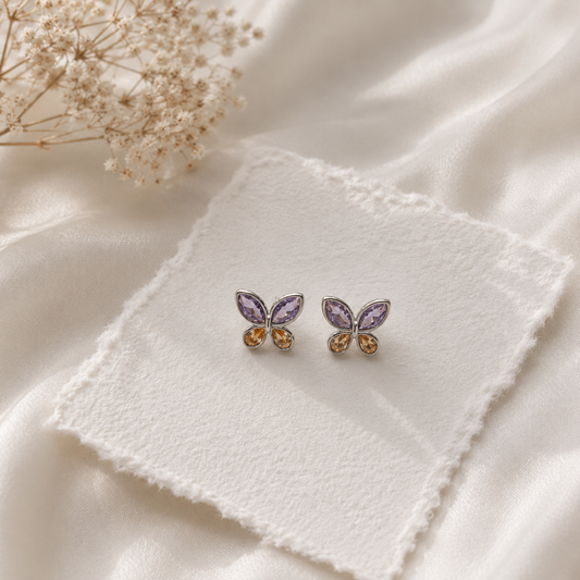 Silver Butterfly Wing Earrings