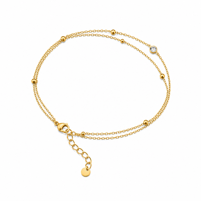 Elara Layered Crystal Bead Anklet