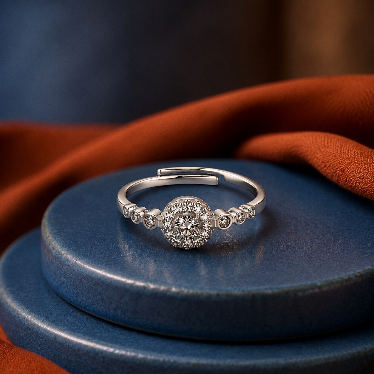 Silver Celestial Adjustable Halo Ring