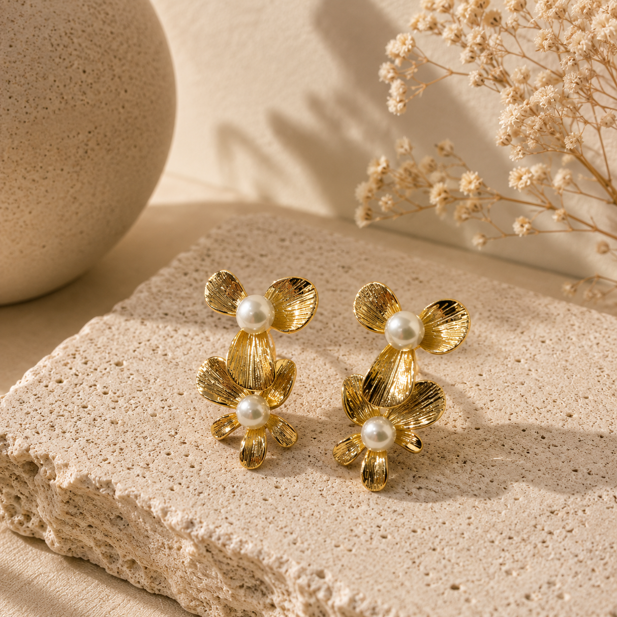 Demi fine Bloom Pearl Floral Earrings