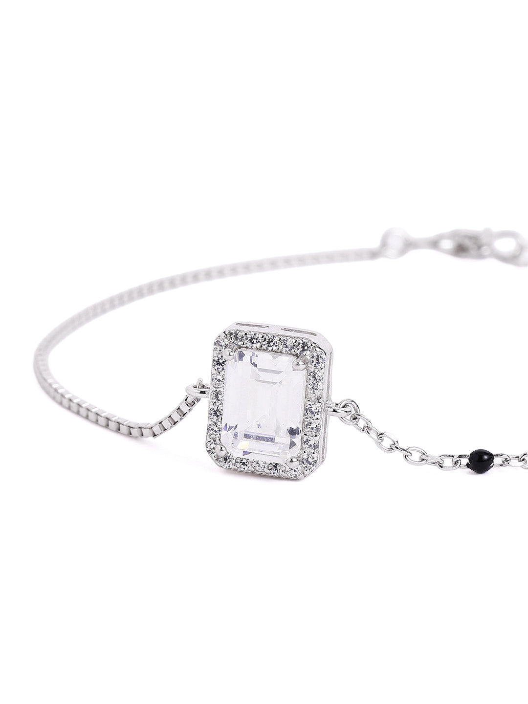 925 sterling silver mangalsutra bracelet with black beaded chain