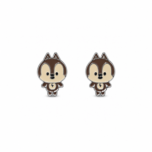 925 Sterling Silver Cute Chipmunk Kids Earrings