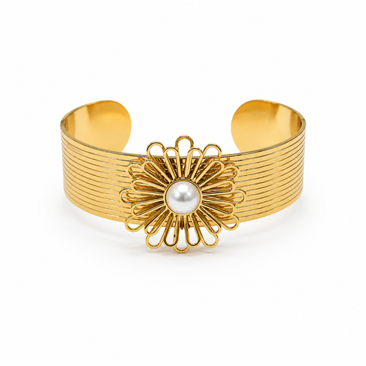 Demi Fine Floral Pearl Statement Cuff