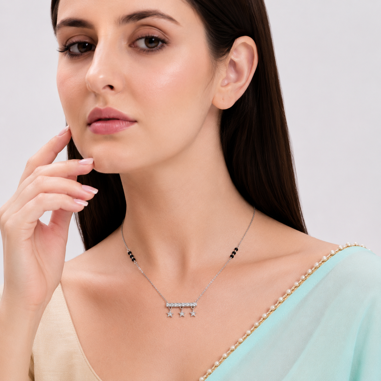 Silver Celestial Star Drop Mangalsutra