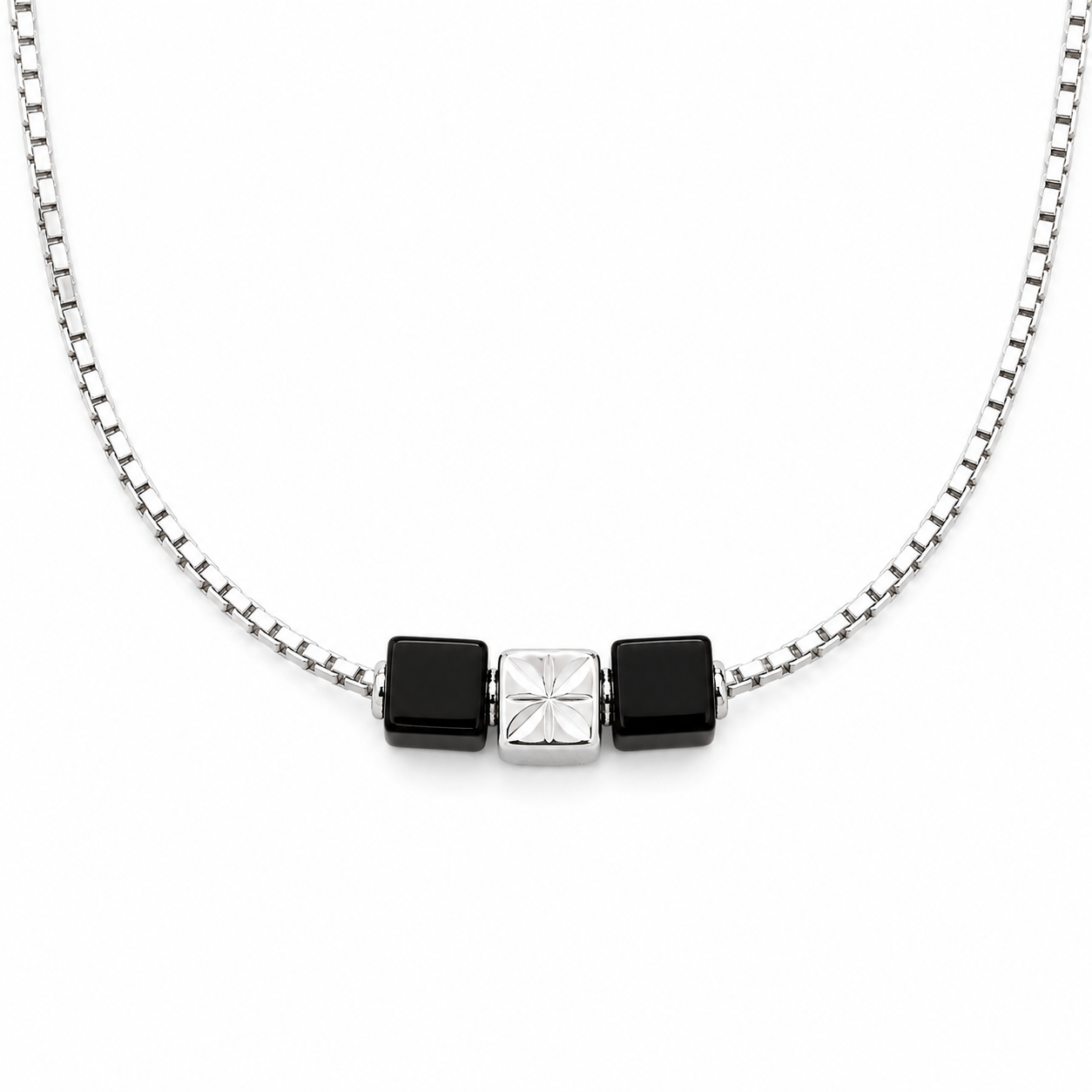 Silver Black Accent Anklet