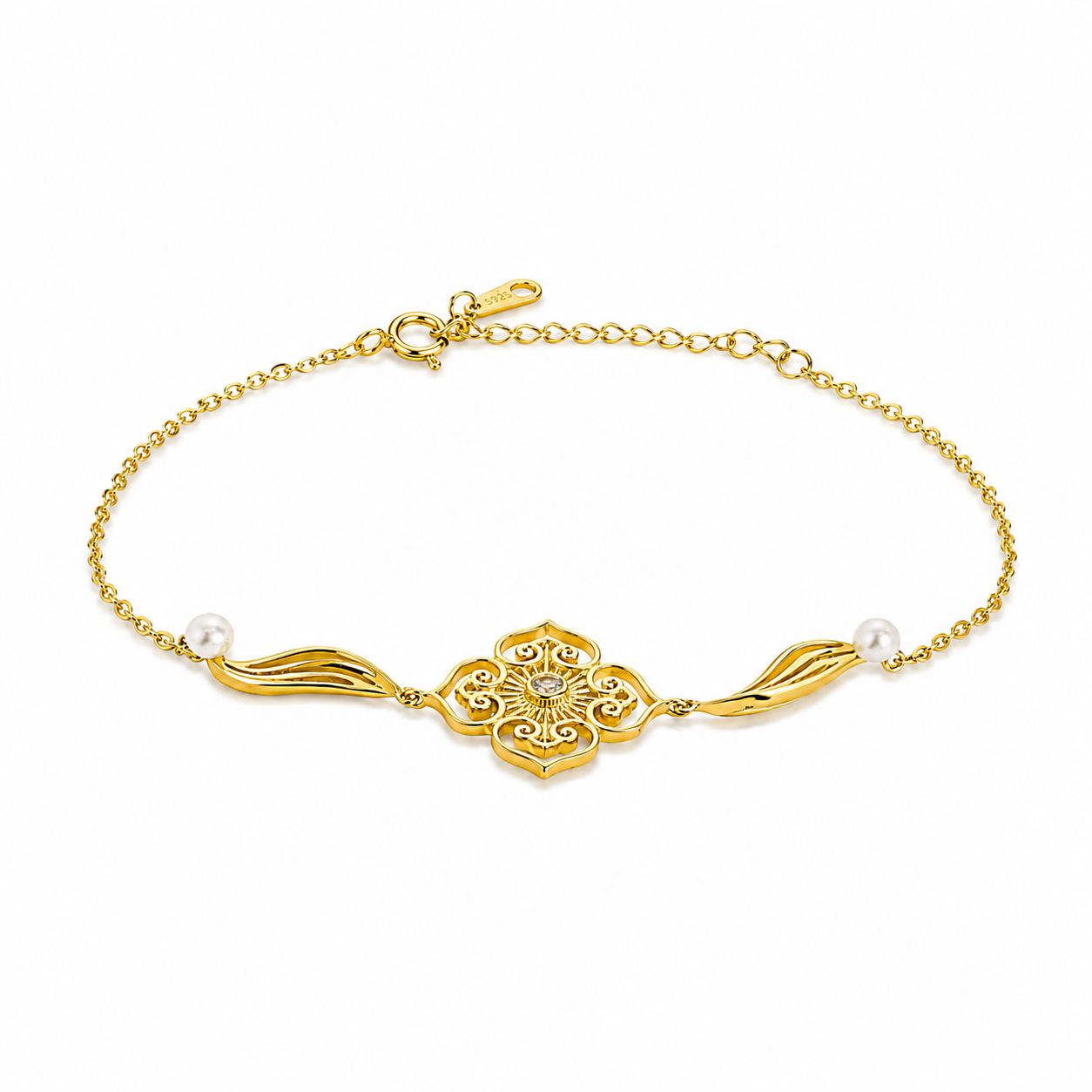 925 Silver Delicate Vintage Flower Bracelet