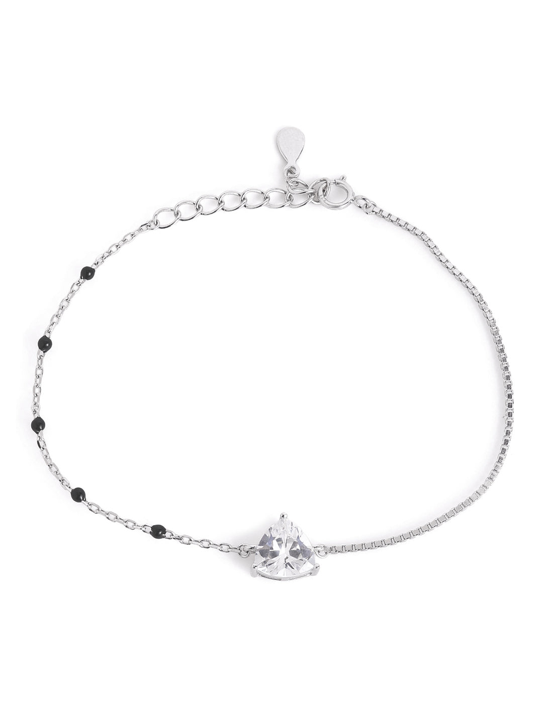 925 sterling silver mangalsutra bracelet with black beaded chain
