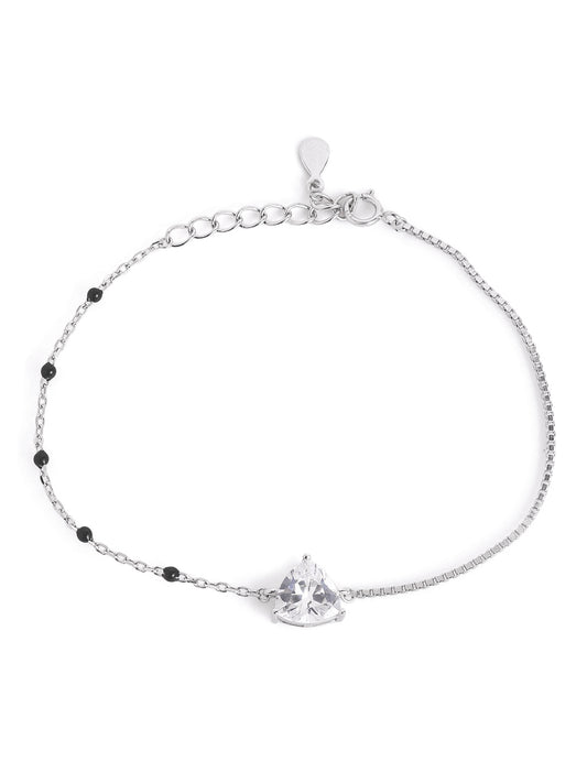 925 sterling silver mangalsutra bracelet with black beaded chain