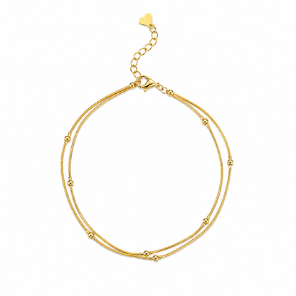 Elara Double-Layer Beaded Anklet