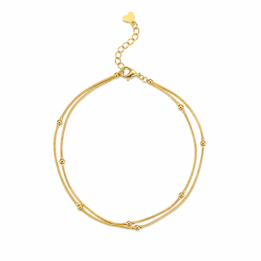 Elara Double-Layer Beaded Anklet