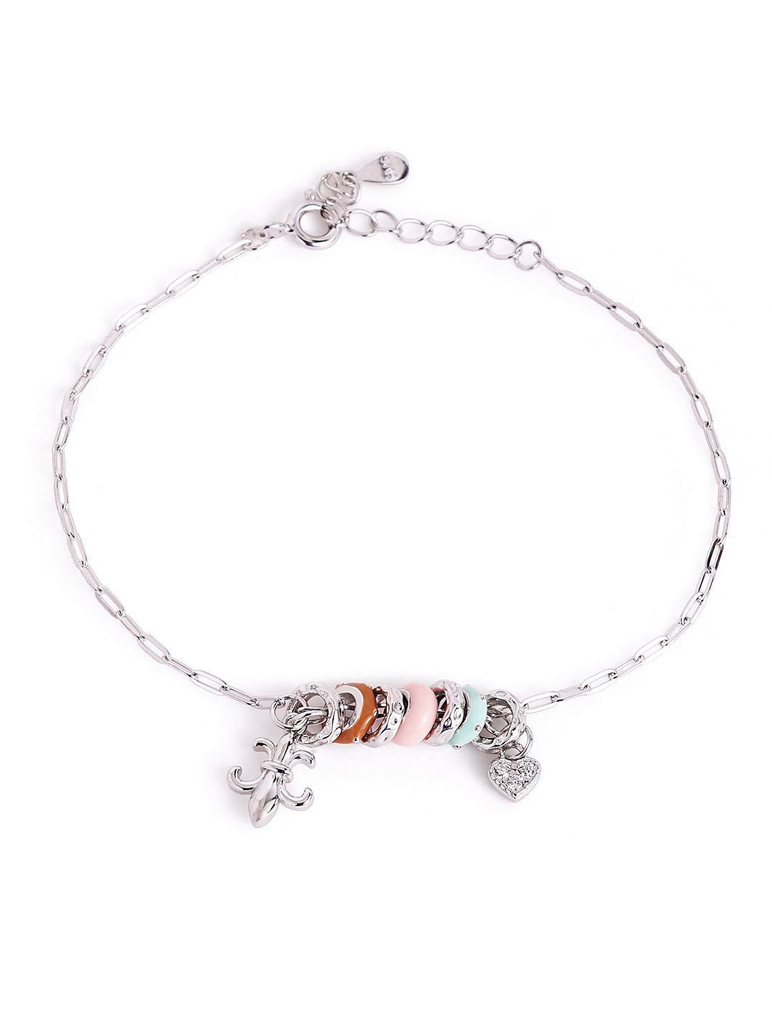 Pastel Candy Bead Charm 925 sterling silver Bracelet
