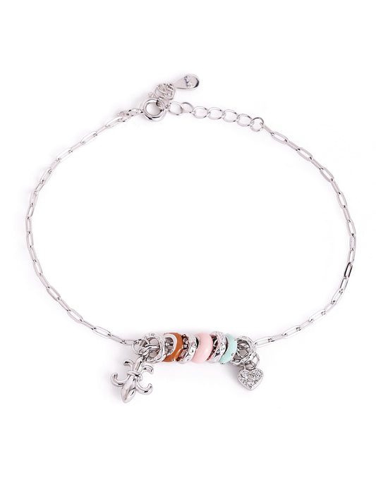 Pastel Candy Bead Charm 925 sterling silver Bracelet
