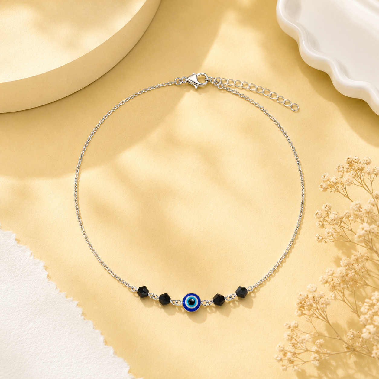 Silver Evil Eye Anklet