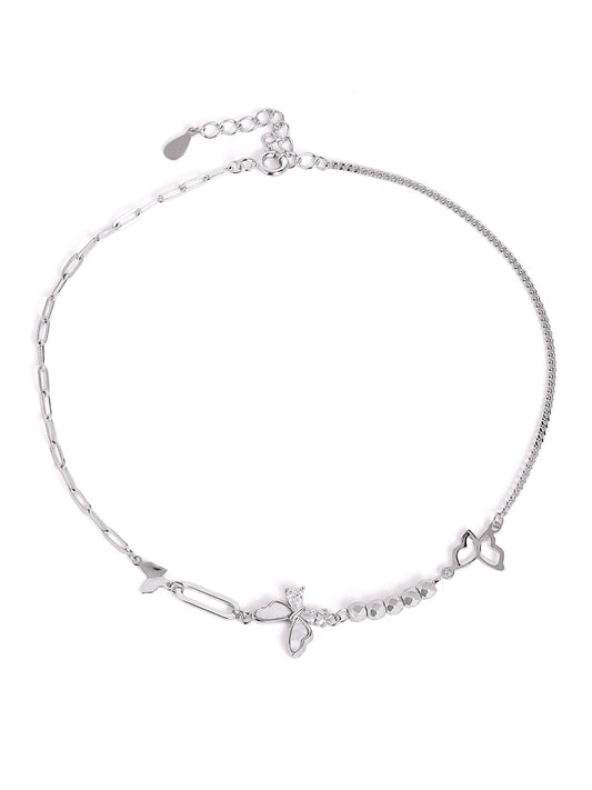 925 sterling silver anklet for women with adjustable chain, and elegant design