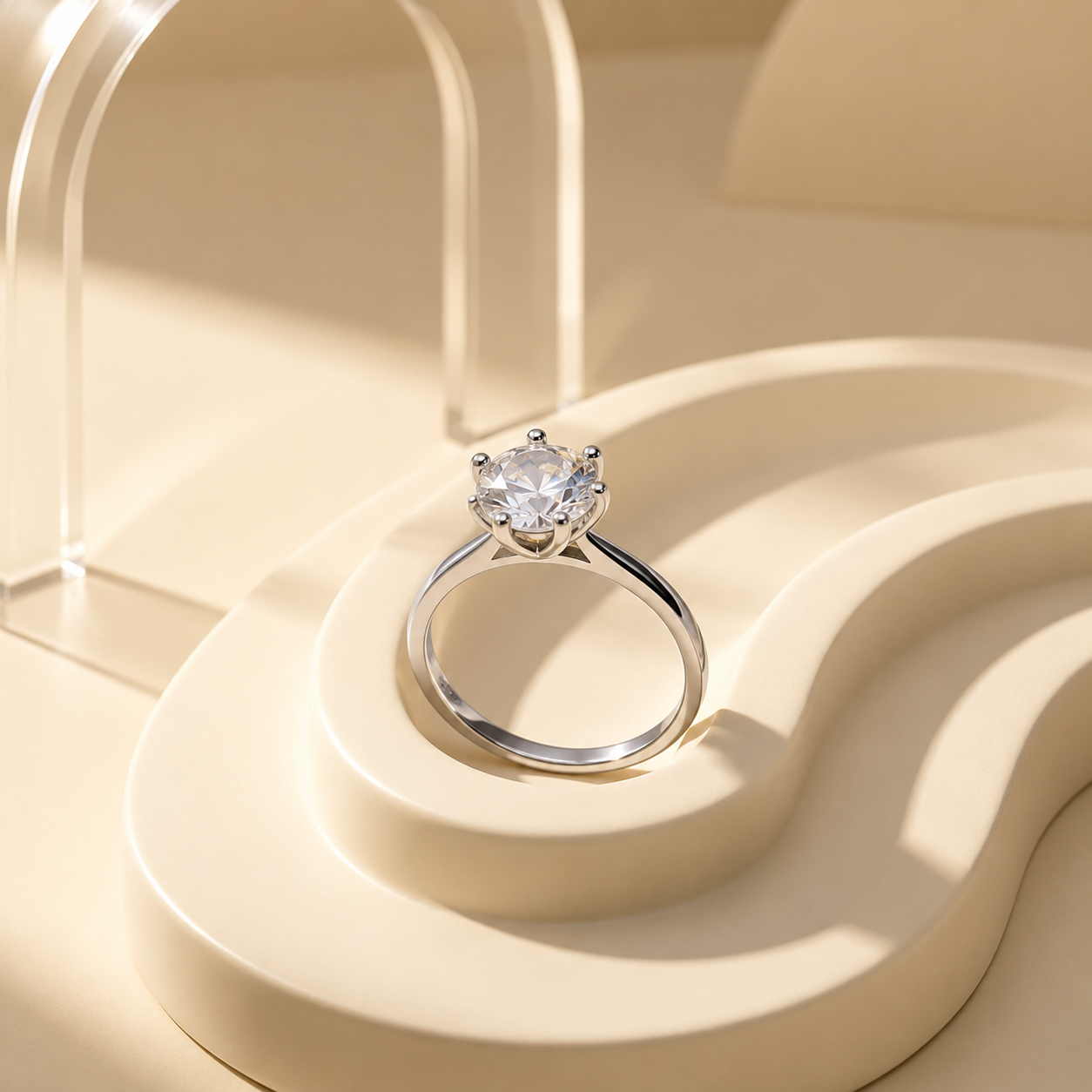 Silver Classic Pear Solitaire Adjustable Ring
