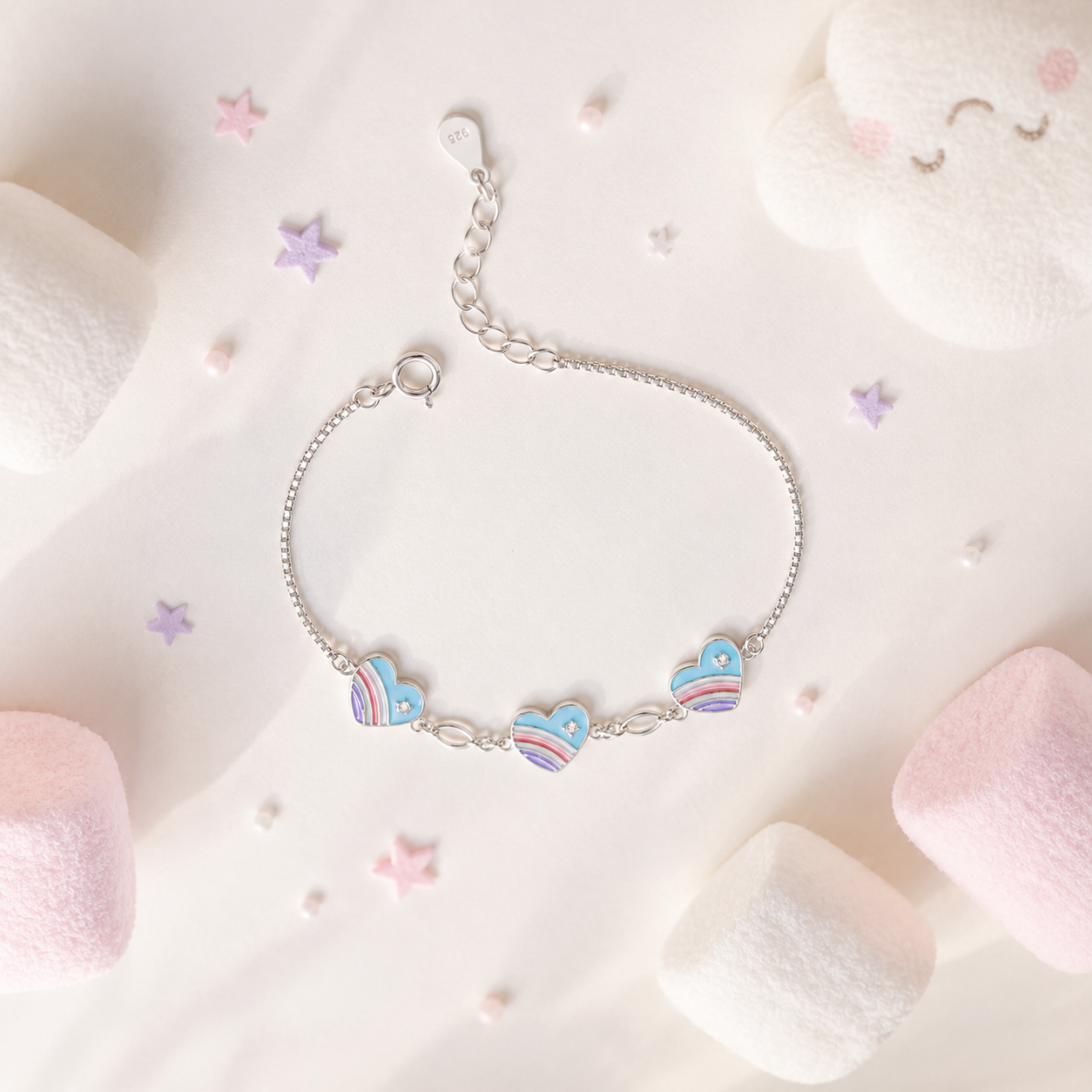 Silver Sky Heart Kids Bracelet
