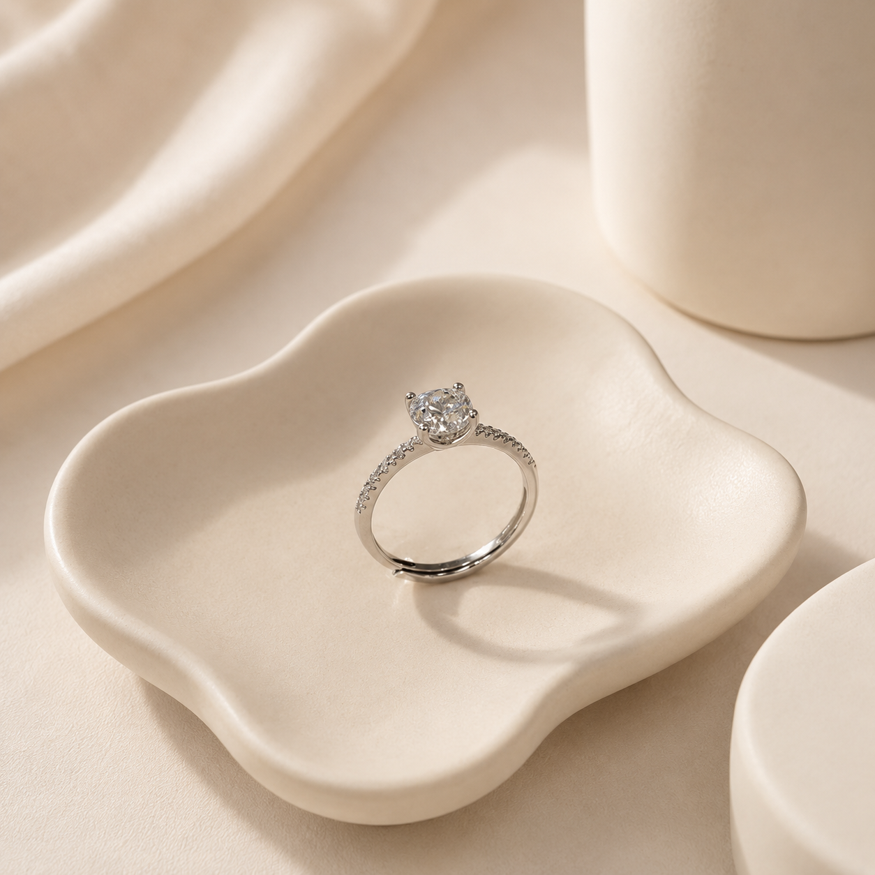 Silver Classic Solitaire Adjustable Ring